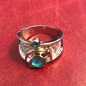 New Two-Tone Topaz Sterling Ring Size 6